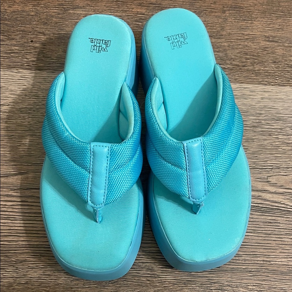 wild fable Teal Blue Padded Thong Platform Sandals